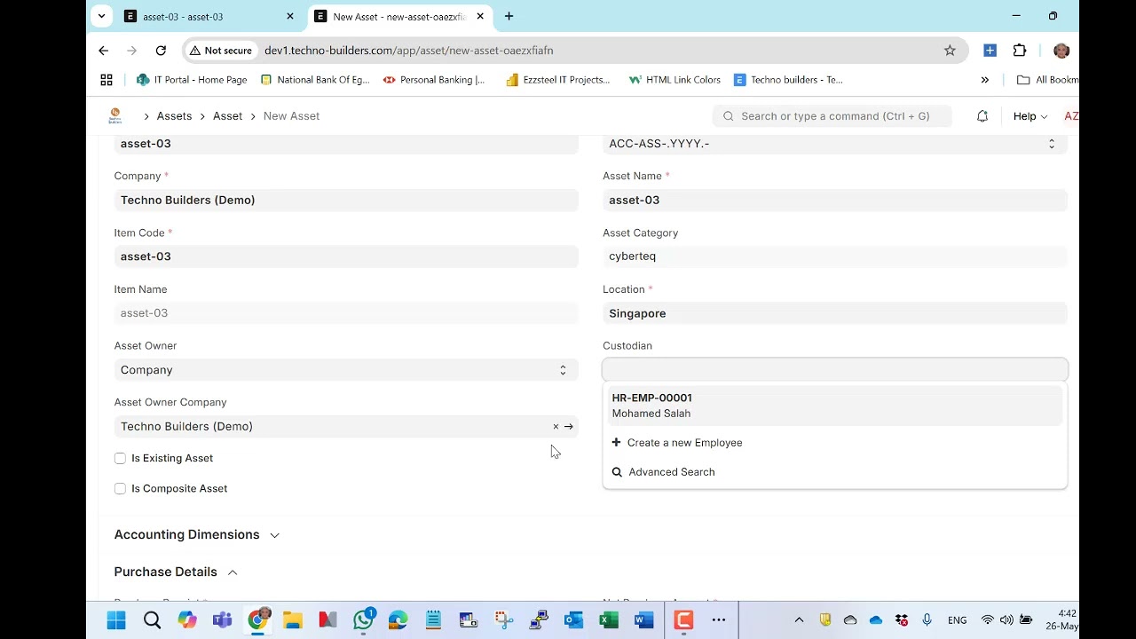 how to create assets and calcualte depreciation on V15