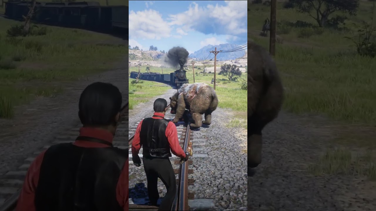 Man Tries to Save Bear Attack Victim, Train Hits Bear in RDR2 #shorts