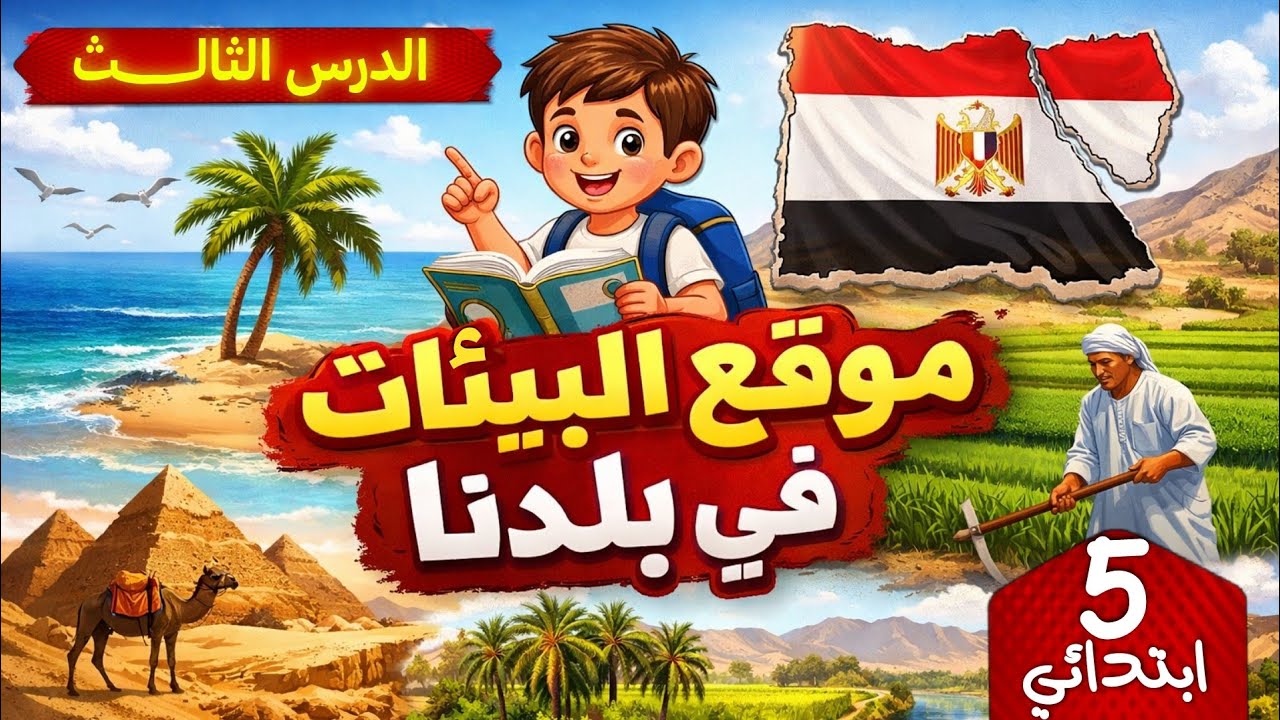 الدرس التالت مواقع بيئات بلدنا للصف الخامس الابتدائي الترم التاني 2026