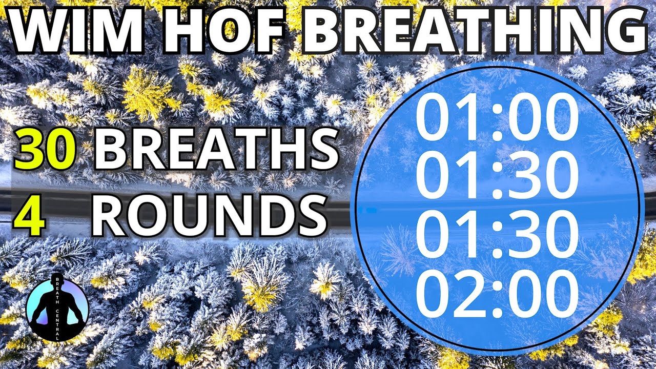 WIM HOF Guided Breathing Technique NO MUSIC NO TALKING - 4 Rounds For Beginners