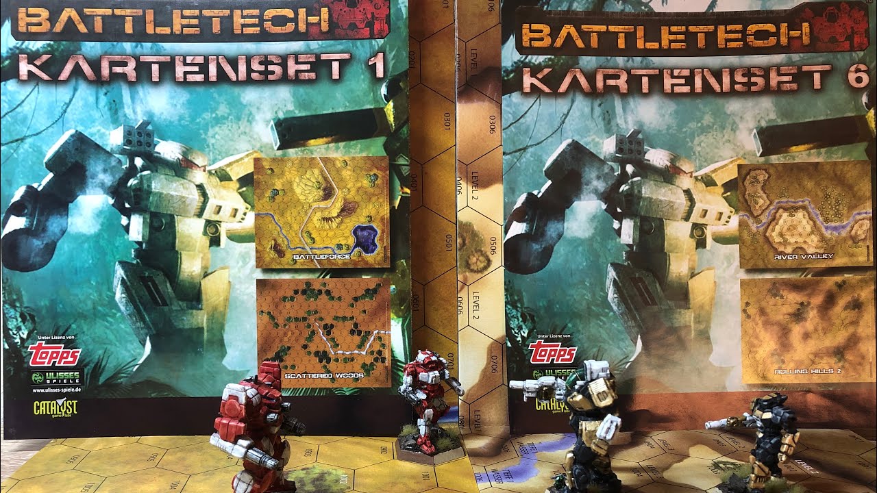 Rare German reprints of classic BattleTech maps - checking out Ulisses Spiele Kartensets #1 and #6!