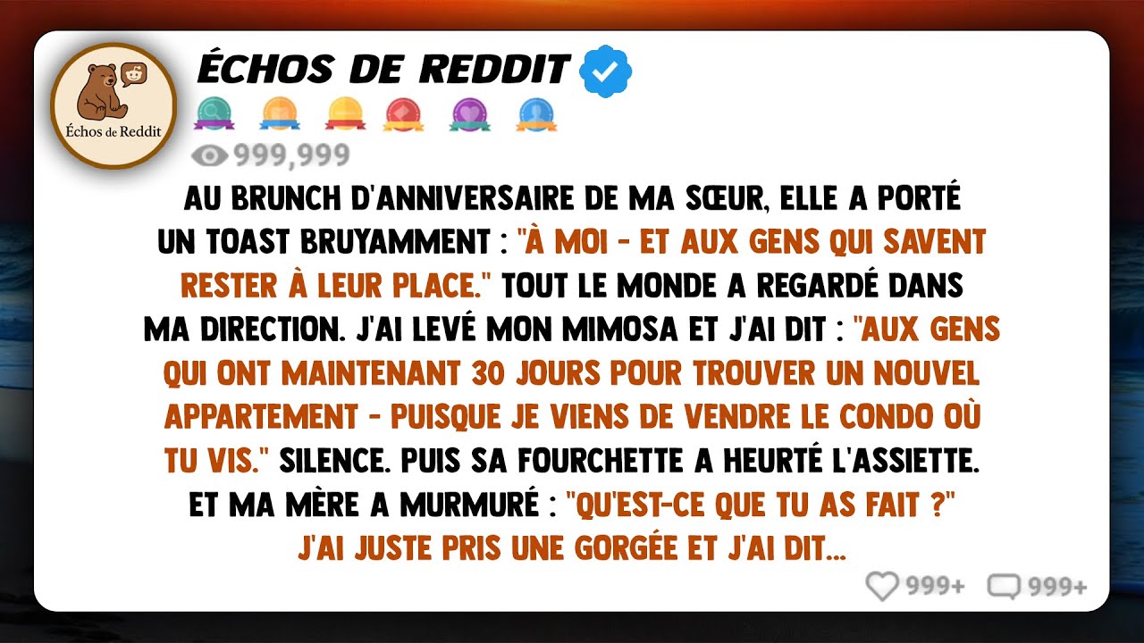 À mon brunch d'anniversaire de ma sœur, elle a porté un toast bruyamment : 