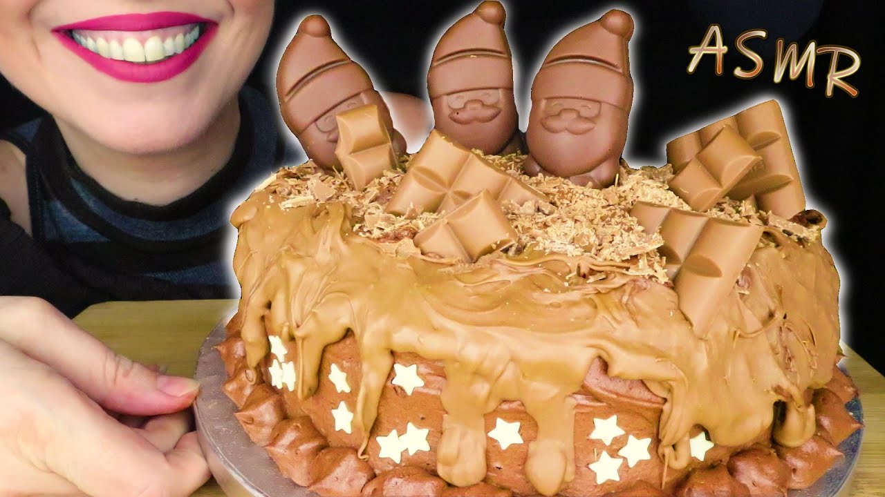 CHOCOLATE CHRISTMAS MOUSSE CAKE 🎄🎂 | No Talking | ASMR Mukbang - 먹방 | Real Eating Sounds