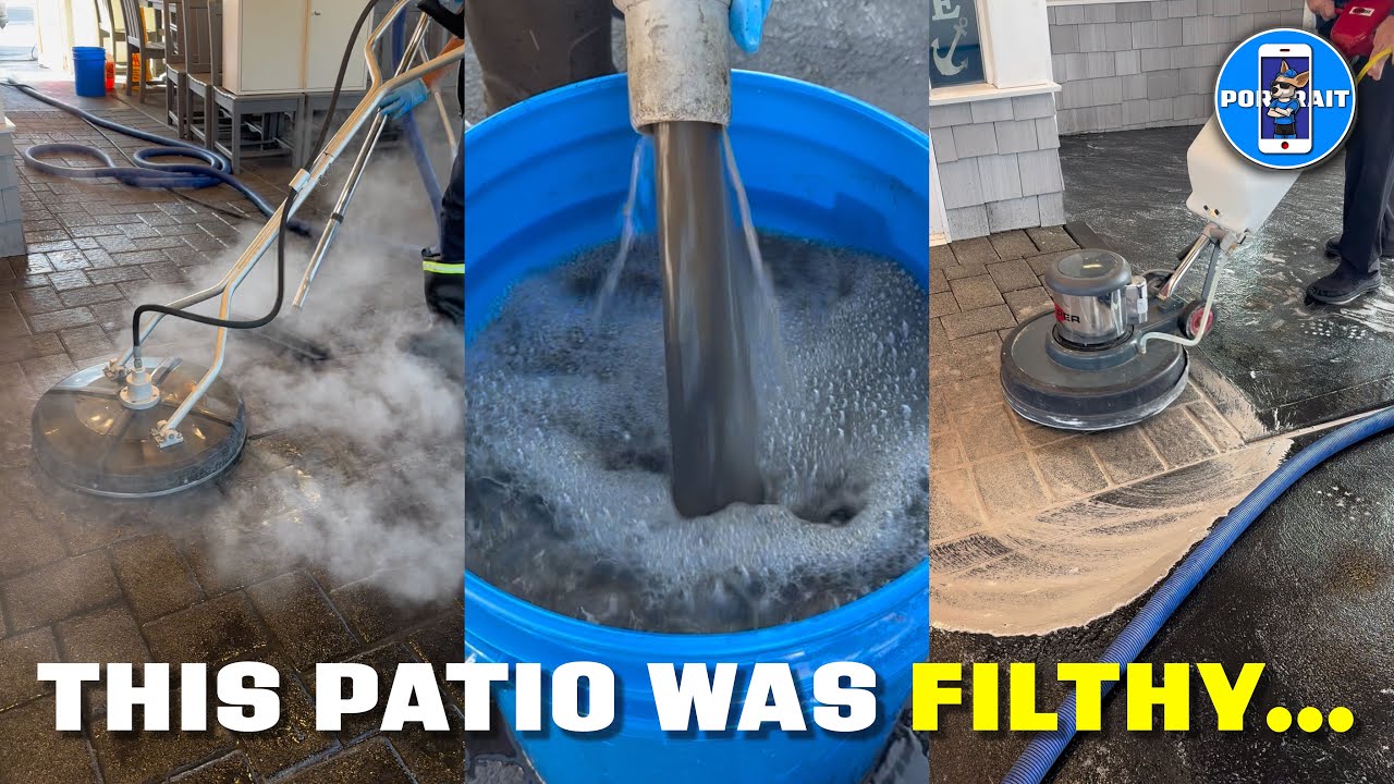 Pressure Washing a FILTHY Restaurant Patio!