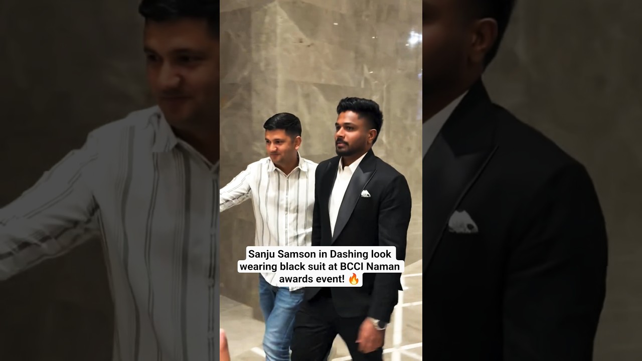 Sanju Samson in Dashing look wearing black suit at BCCI Naman awards event! 🔥 #sanjusamson