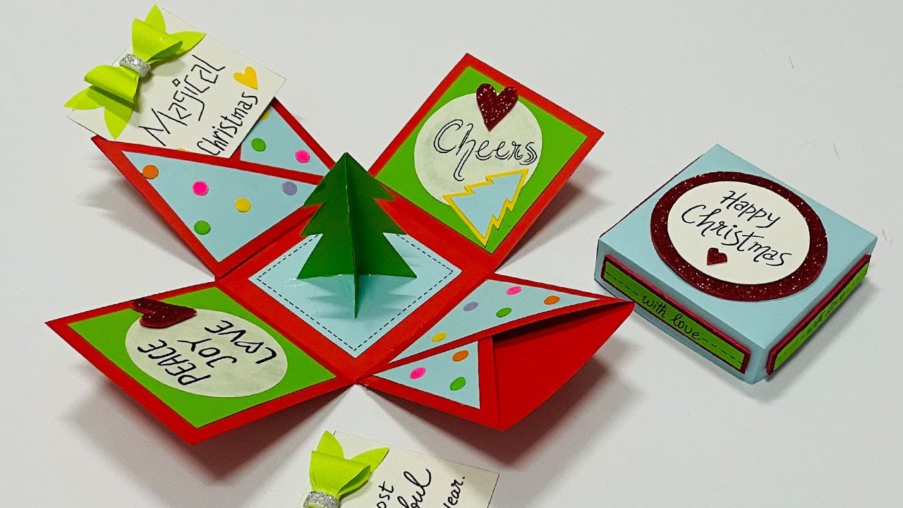 Christmas Explosion Box Making Ideas | Christmas Greeting Cards | Handmade Christmas Box Card | #357