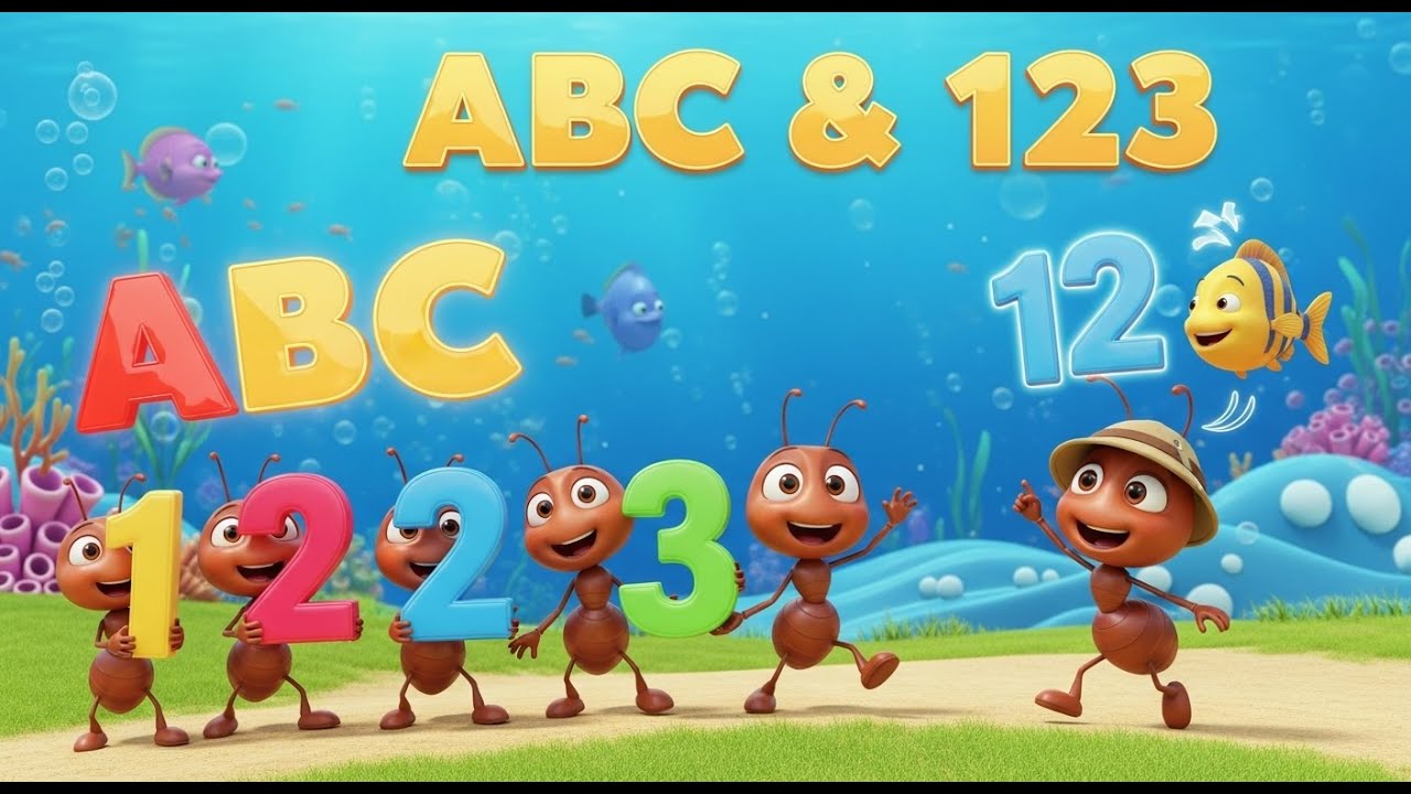 ABC Phonics & Counting Song 🔤🐜🌊  Numbers 1–10 + Ants Go Marching  Learning Video for Toddlers