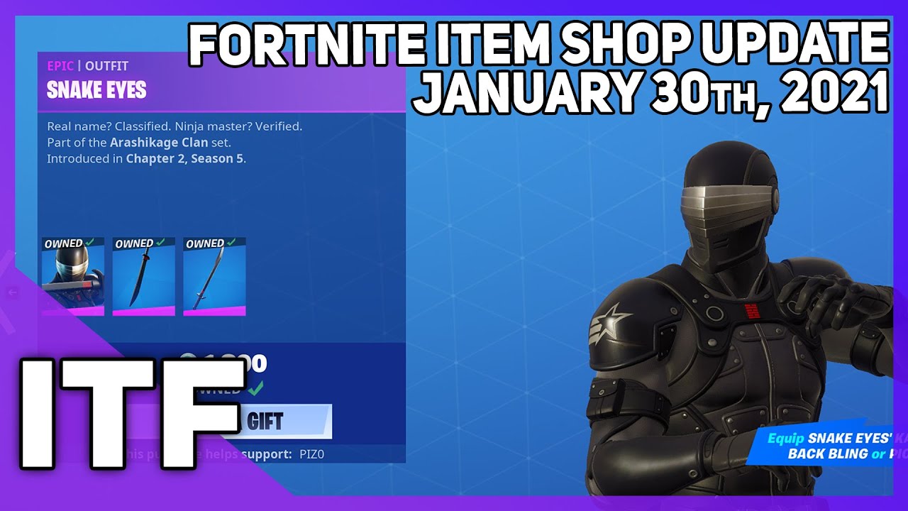 Fortnite Item Shop *NEW* SNAKE EYES SKIN! [January 30th, 2021] (Fortnite Battle Royale)