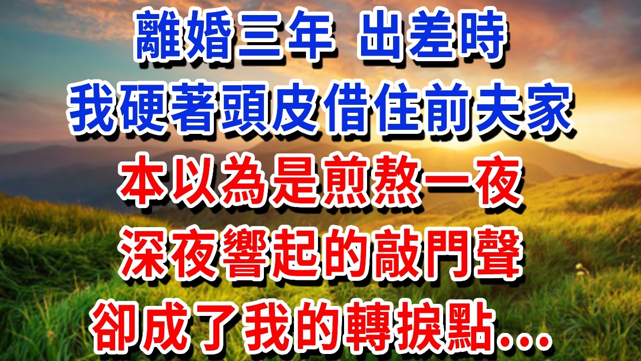 離婚三年，出差時我硬著頭皮借住前夫家。本以為是煎熬一夜，深夜響起的敲門聲，卻成了我人生的轉捩點！#書婷講故事 #為人處世#生活經驗#情感故事#晚年哲理#說故事#完結文