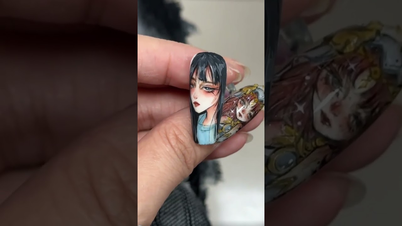 Nail vẽ manga 3d 🎨#nails #nailart #vẽ #manga