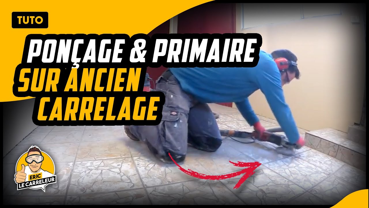 Poncer et primériser son sol avant pose de carrelage.
