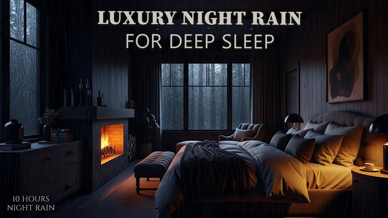 8 Hours Luxury Night Rain in a Dark Forest Bedroom (No Thunder) Deep Sleep Ambience, Rain For Sleep