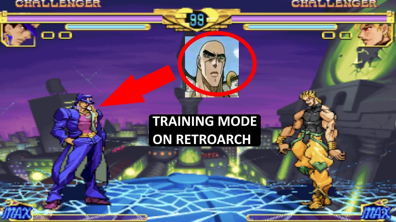 How to get training mode in jojo Heritage For the Future on RetroArch