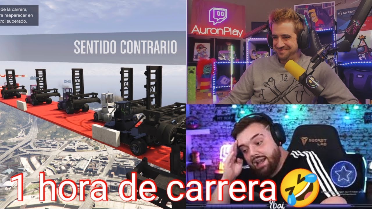 El mejor cara a cara🤣 (muchos gritos)| Auron mejores momentos| carreras GTA ft Ibai