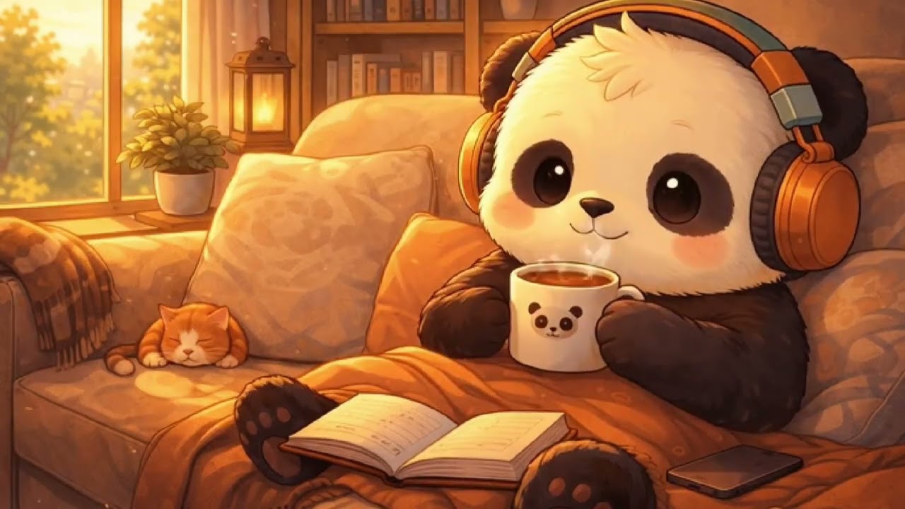 Golden Hour Coffee ☕🐼 Cozy Lofi Beats to Relax, Study & Unwind