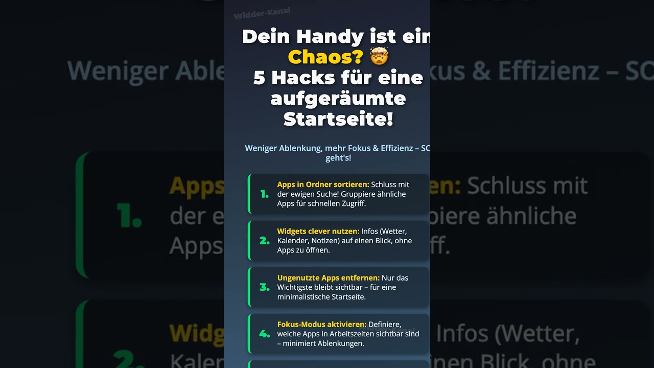 Dein Handy ist ein Chaos? 🤯 5 Hacks f&uuml;r eine aufger&auml;umte Startseite! |...