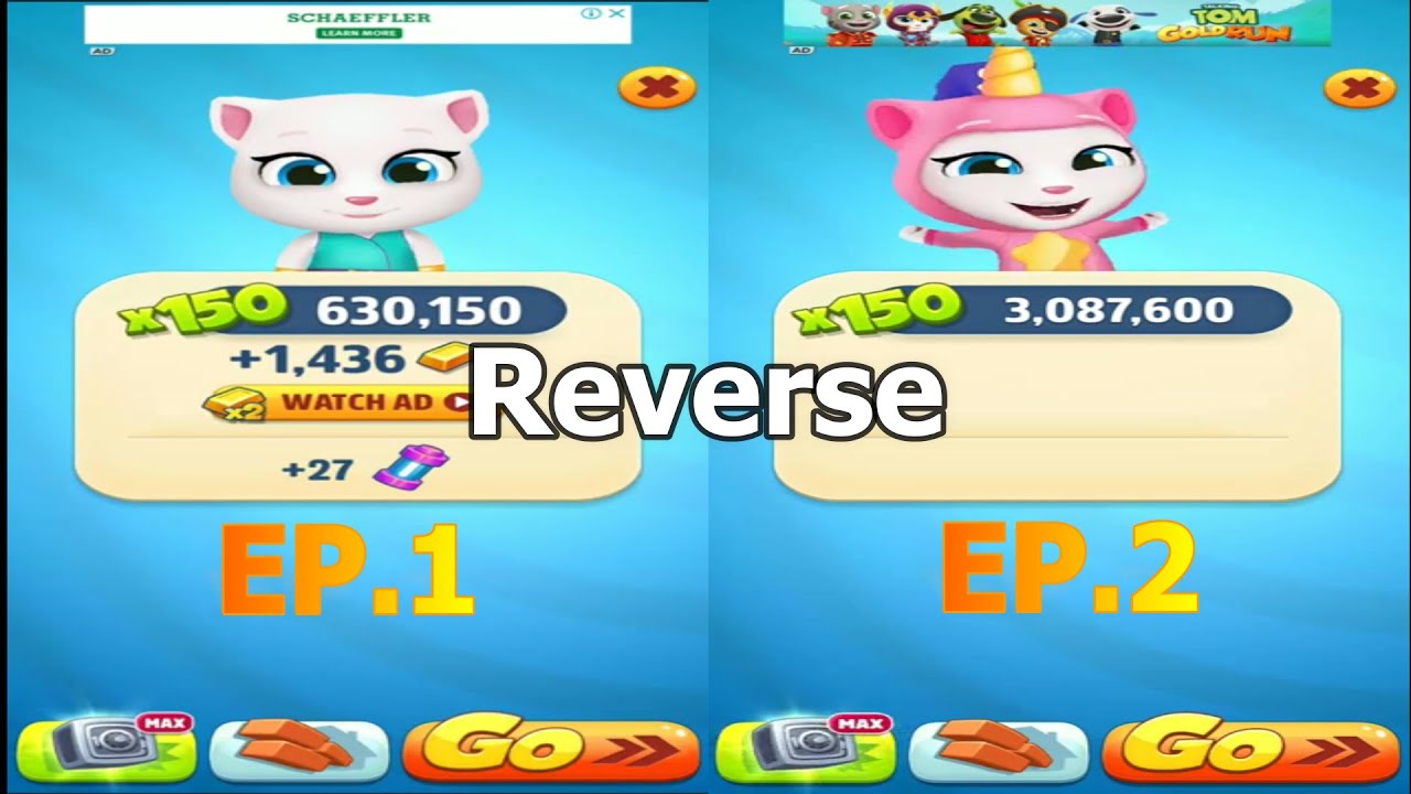 Talking Tom Gold Run (FOWAY) EP.1 vs EP.2 Reverse