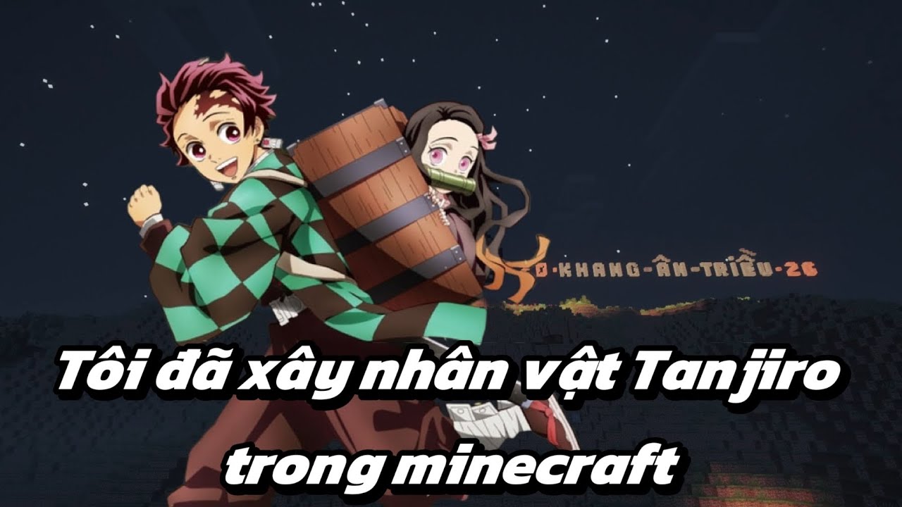 (Minecraft) Tôi đã xây nhân vật tanjiro 2D trong minecraft
