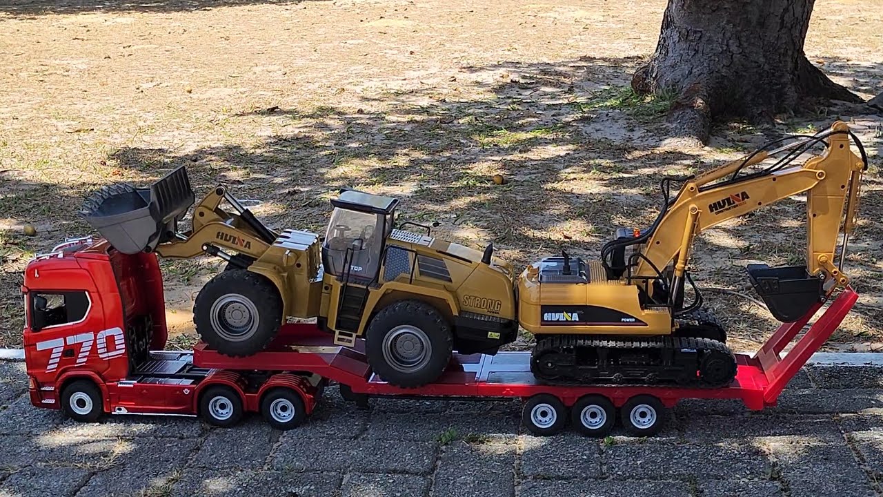 Testando caminh&atilde;o Scania 770s RC - Huina 1501 - Carreta de controle remoto