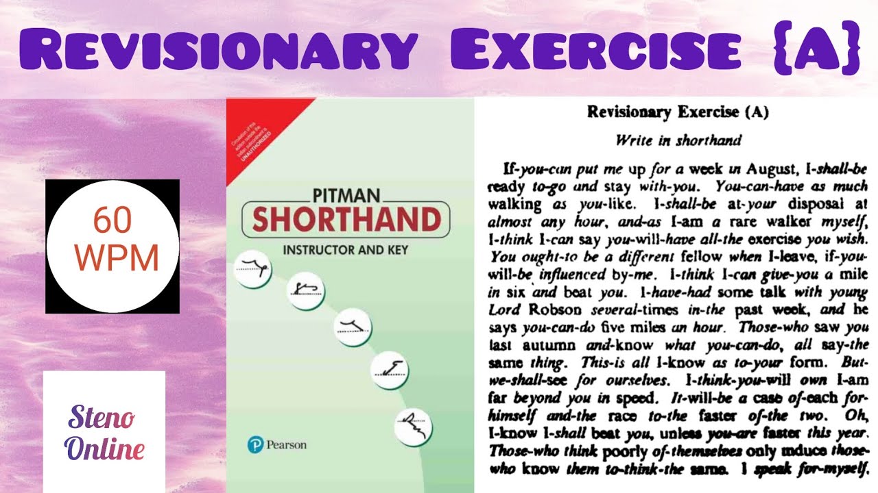 Revisionary Exercise {A} in 60 w.p.m.|| Pitman Shorthand Book || Steno Online ||