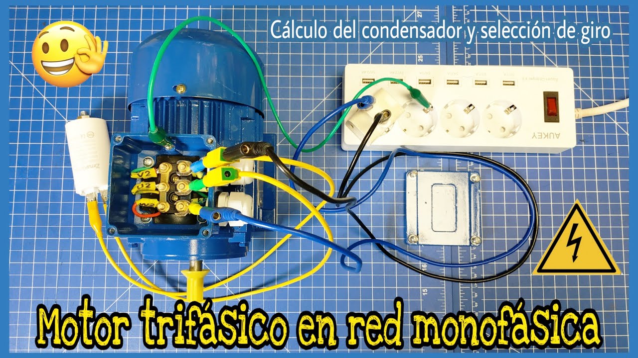MOTOR TRIFÁSICO EN RED MONOFÁSICA | CÁLCULO DEL CONDENSADOR Y PRUEBAS