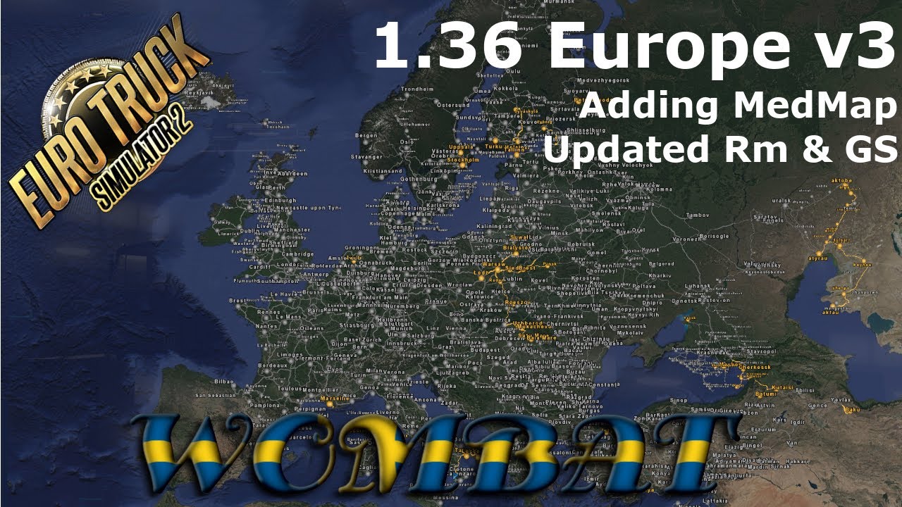 ETS2 1.36 - Promods 2.43 Europe Edition Map Combo v3 including the new MedMap, Rusmap 2.0 & GS 1.36