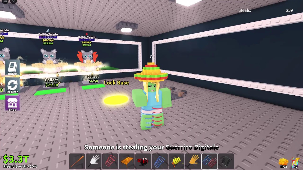 jugando roblox en el Play roba un Brainrot evento
