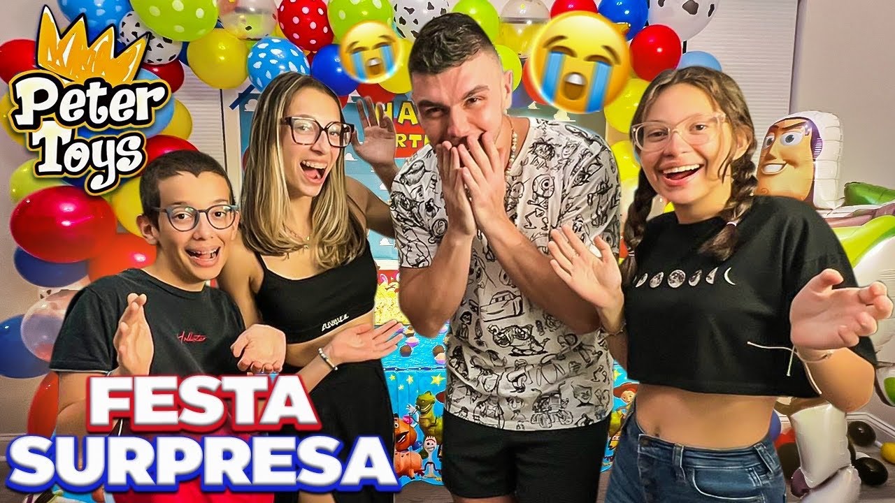 😭 EMOCIONANTE! Fizemos uma FESTA SURPRESA para o aniversário do PETER TOYS