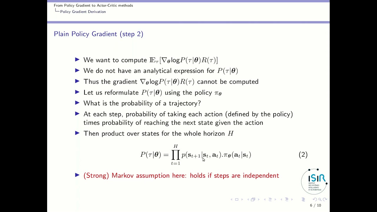 Policy Gradient derivation (part 1/3) (RLVS 2021 version)