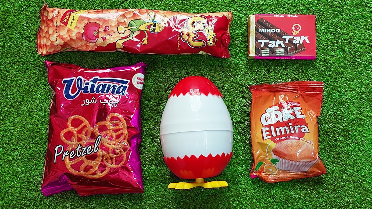 Red Snacks Unbox Satistying Video - Giant Surprise Egg Unbox