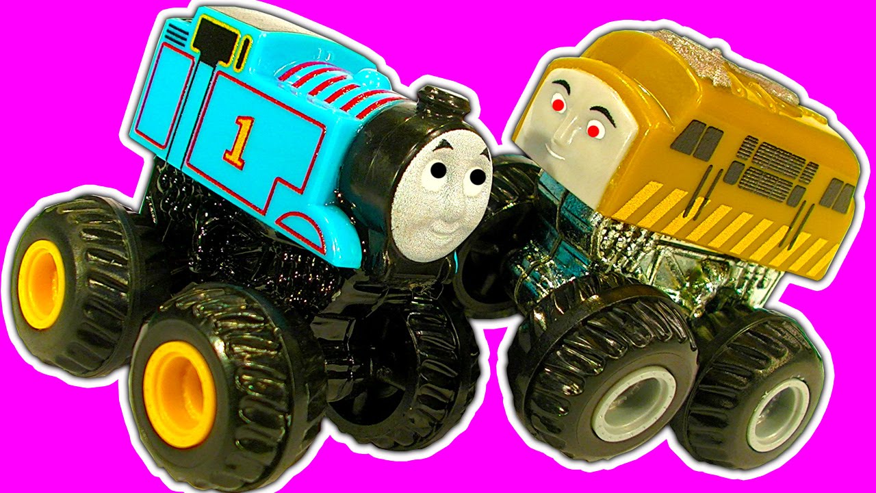 Diesel10 MINIS Monster Truck Custom & Thomas Vs Diesel10 Monster Train Truck Stunts