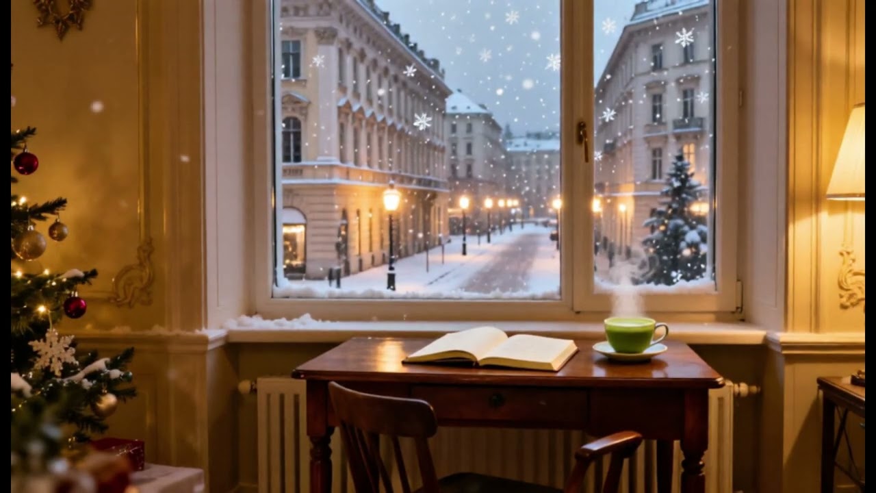 Snowy London Christmas Apartment View | Study & Focus Ambience