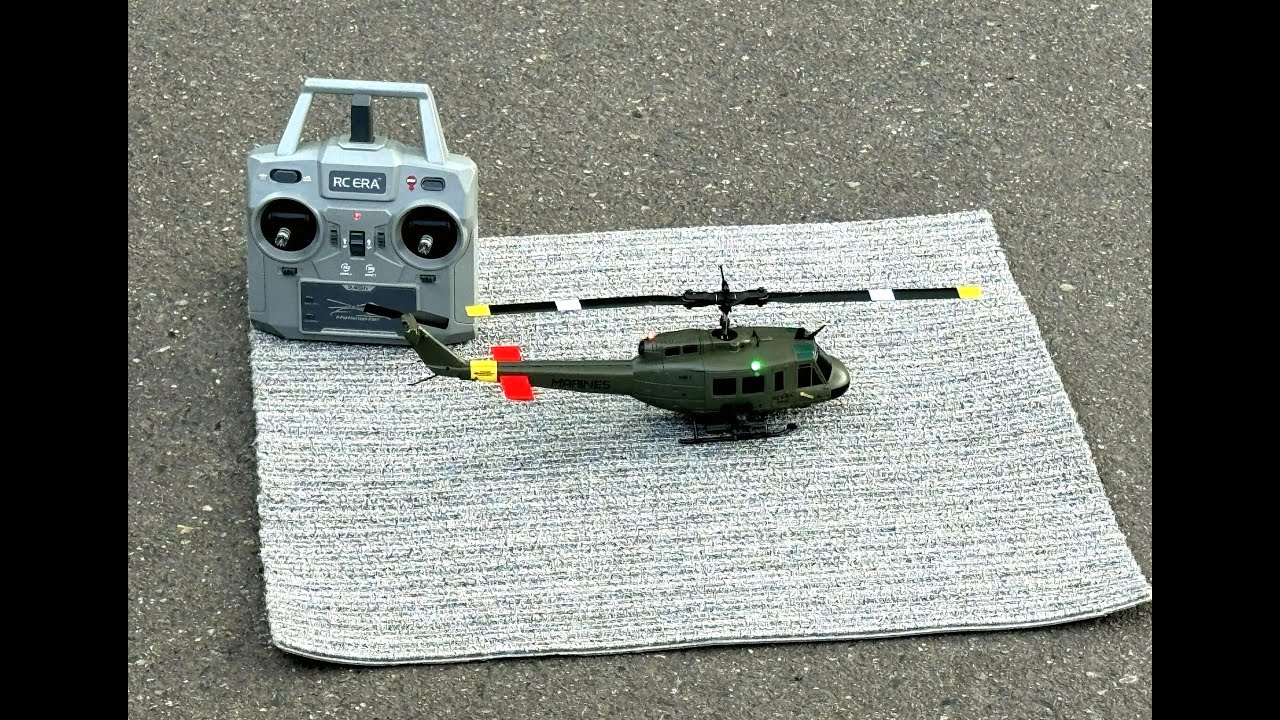 RC ERA C032 (UH1-D)スケールヘリ RTF技適マーク付、ショップデモ機体の手放し離陸＆ホバリング