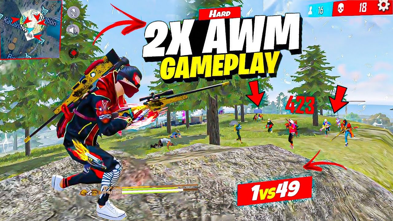 Crazy Double Awm Gameplay In Solo vs Squad But Popat Hogaya😭 Free Fire