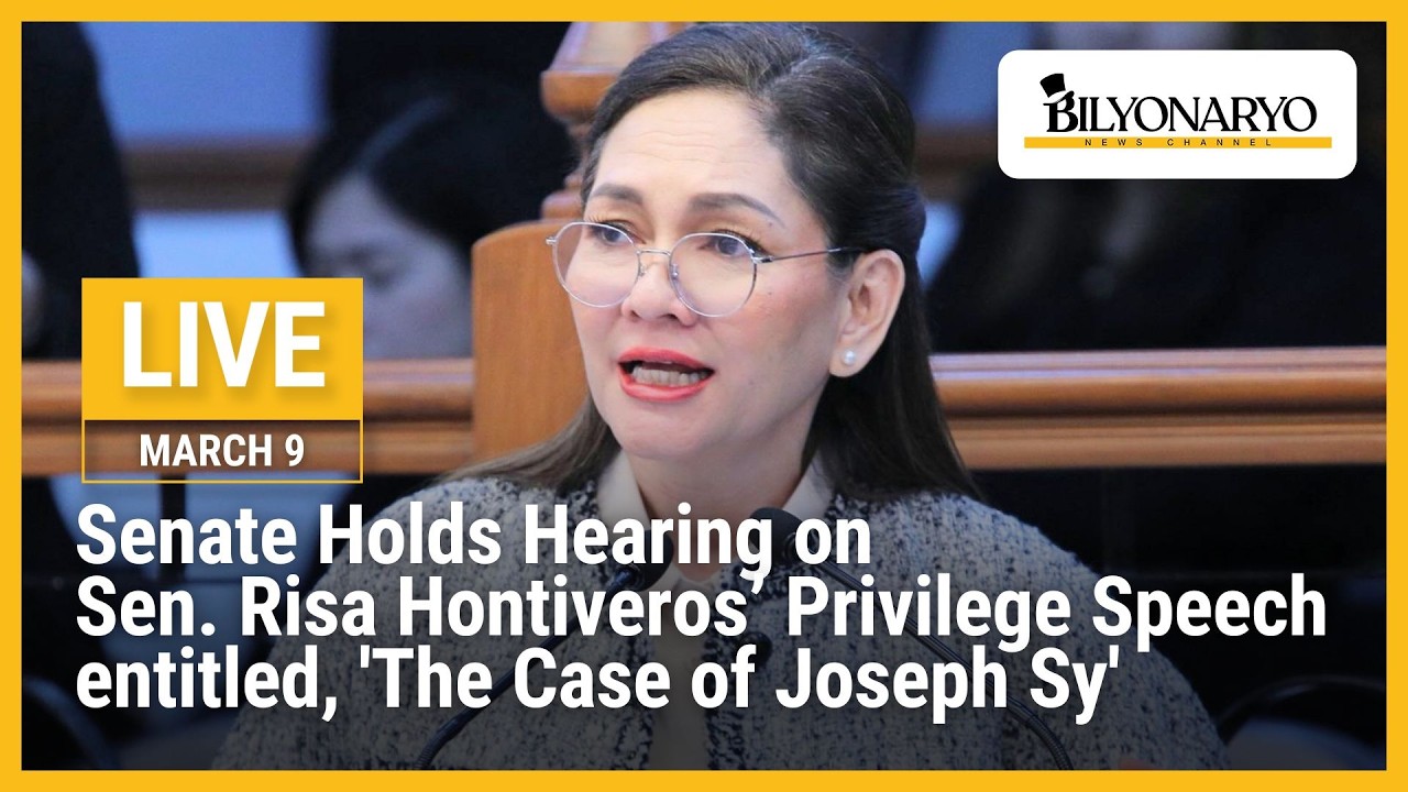 LIVE: Senate Hearing on Sen. Risa Hontiveros' privilege speech on Joseph Sy case | March 9, 2026