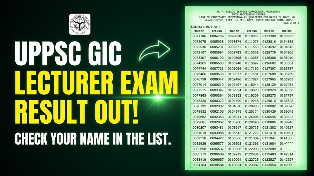 UPPSC GIC LECTURER EXAM result out check your name in the list 
