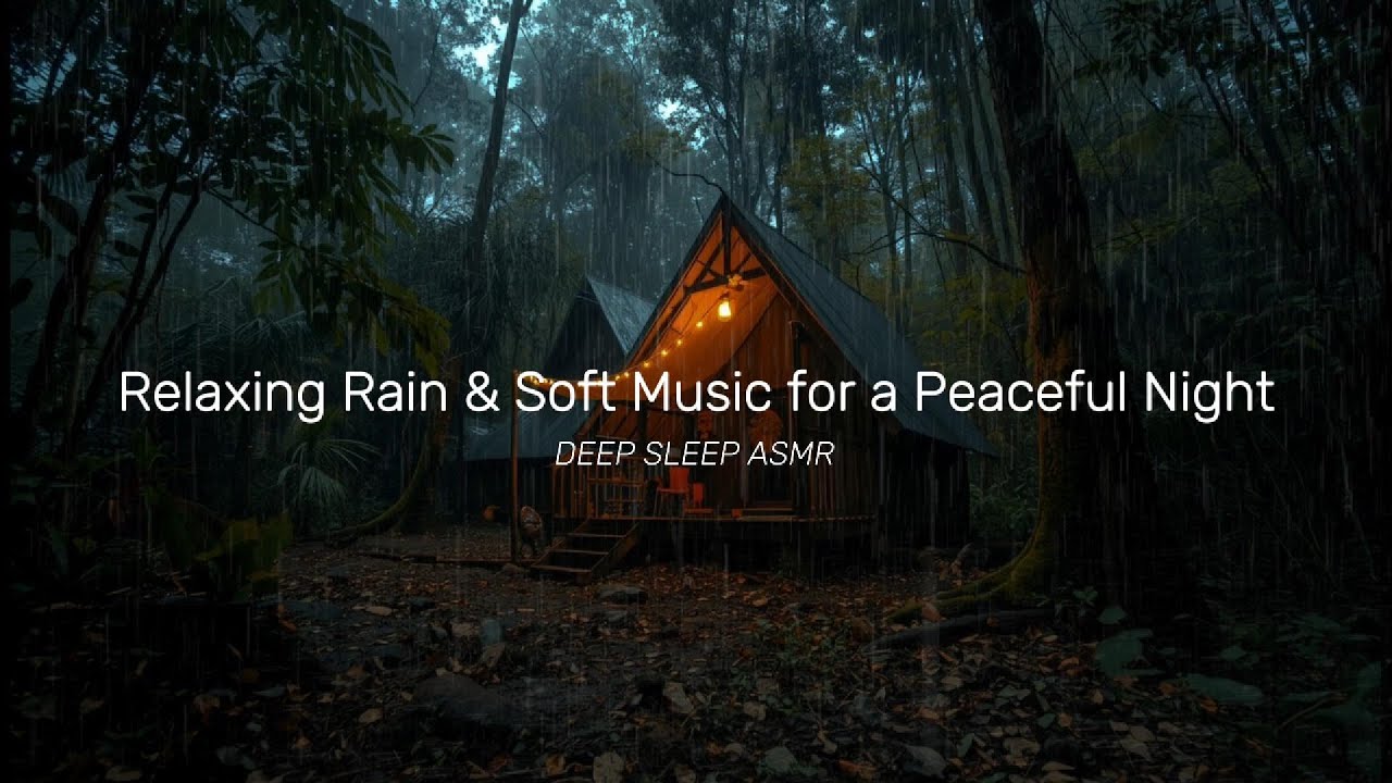 Relaxing Rain & Soft Music 🌧️ Peaceful Forest Cabin Night | Deep Sleep ASMR