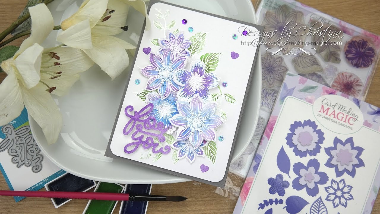 Messy Water Coloured Layered Flowers