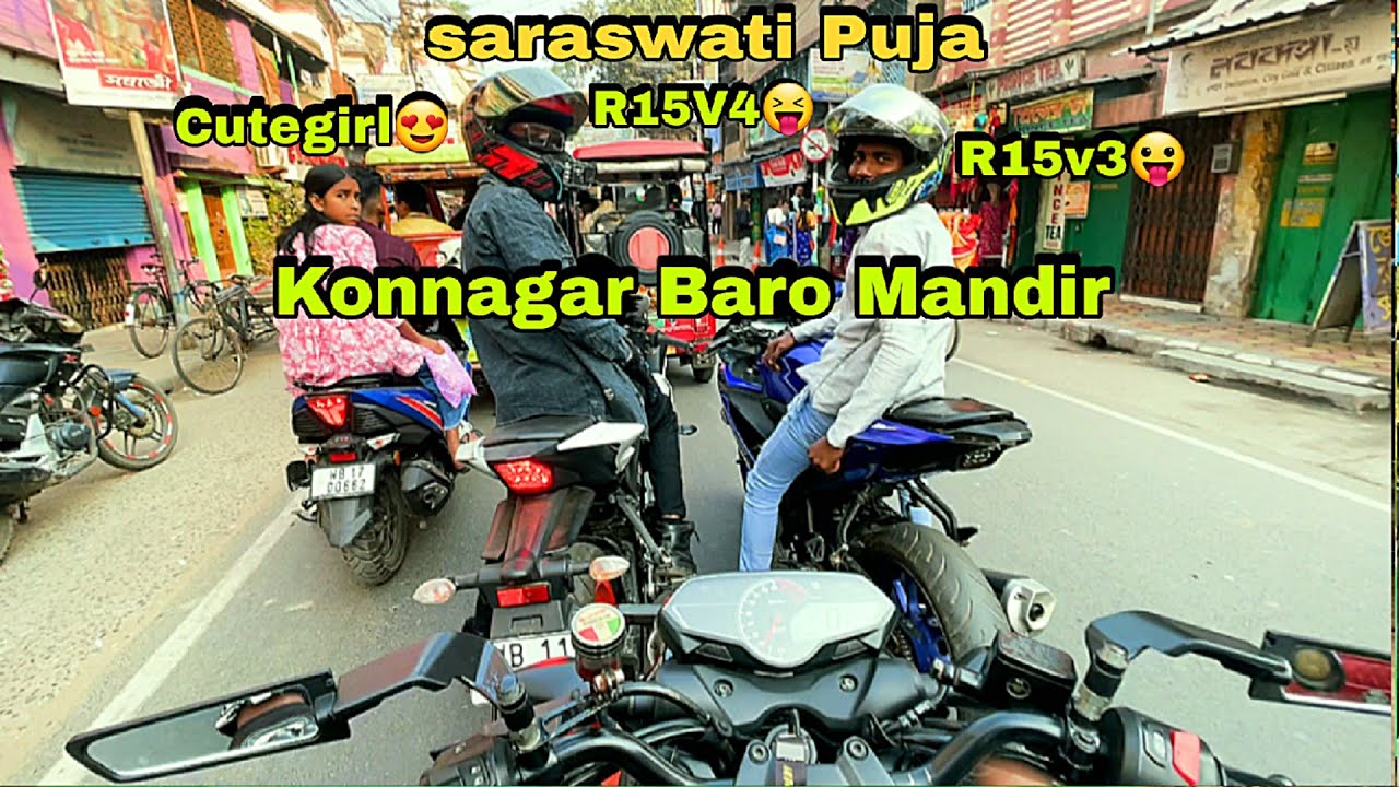 Konnagar Baro Mandir Bikeride Pulsarn160.🤣 R15v3 Vs R15V4 Rider CuteGirl Reaction #baromandir #vlog 