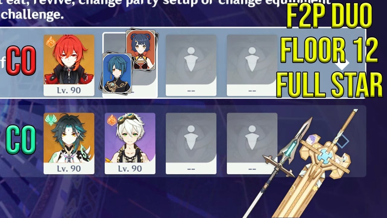 F2P duo Diluc C0 & Xiao C0 Spiral abyss floor 12 genshin impact
