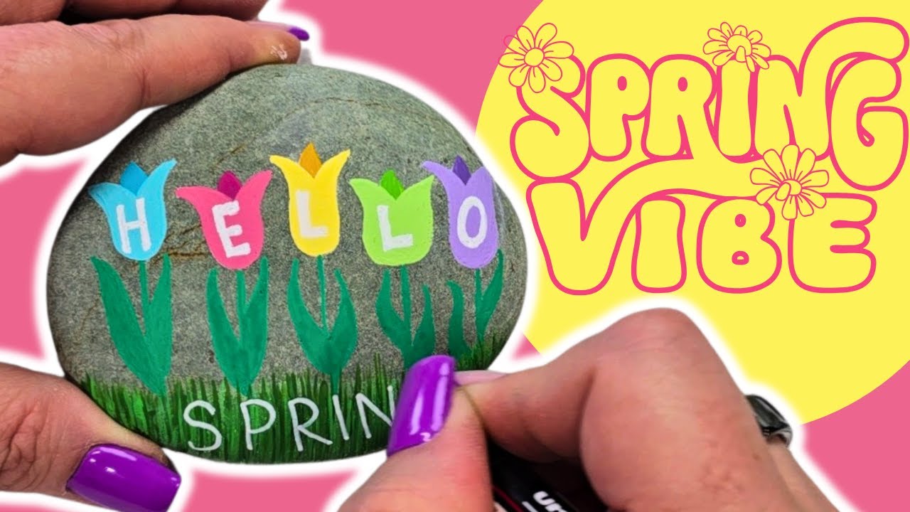🌷 Rock Painting - Simple Spring Flowers! 🌷