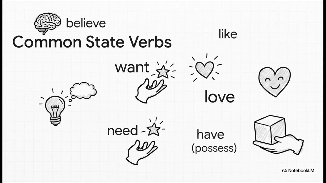 Grammar - Chapter 1-1-2: Present Tense - Non Continuous Verbs - Presentaton - State verbs