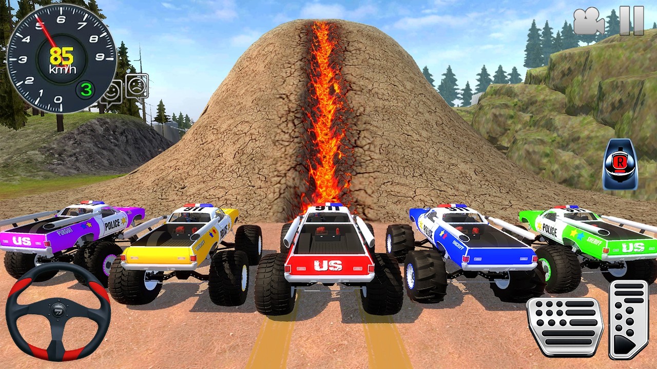 Impossible Car Mega Stunts Ramp Simulator - US Police Monster Truck Driving 3D - Android gameplay #3