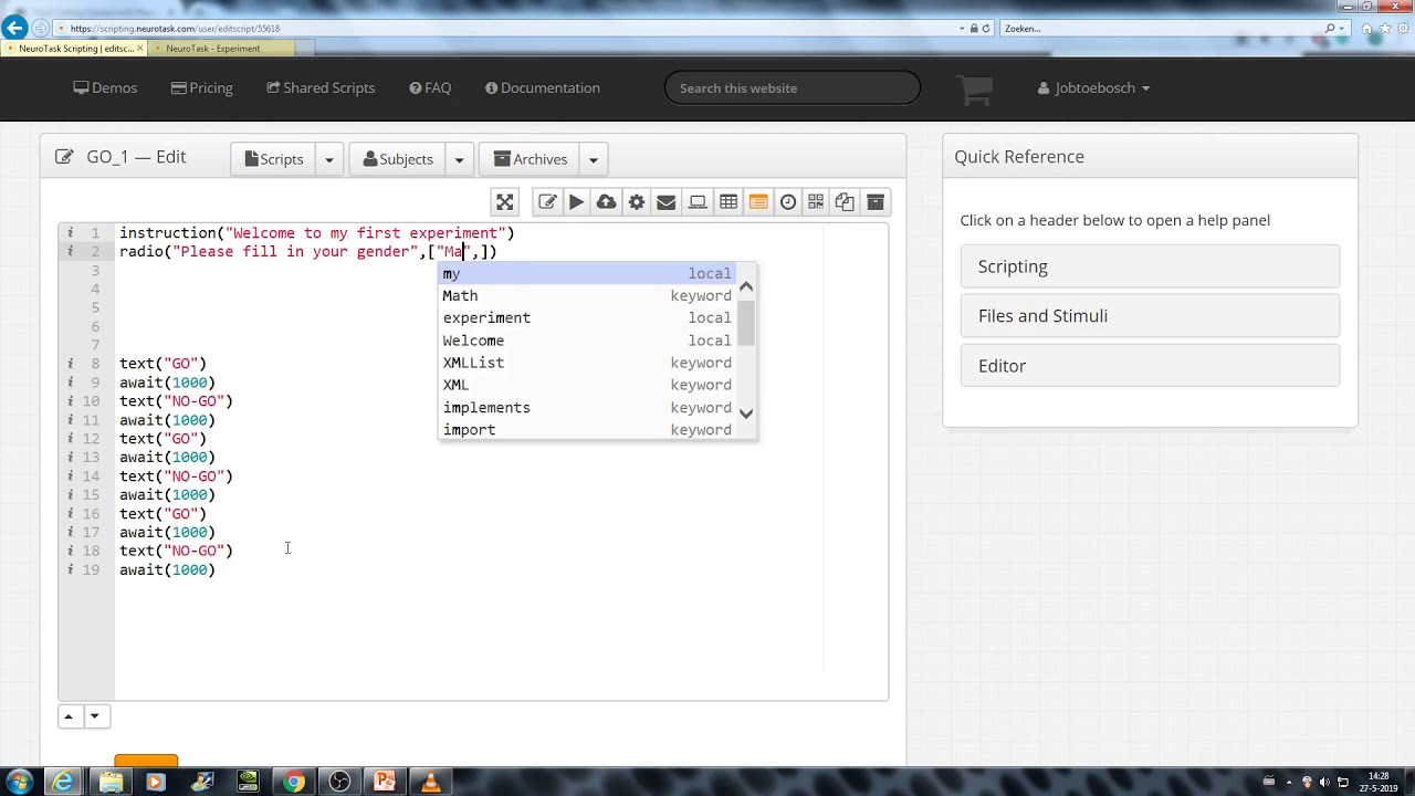 Chapter 2: Program a GO/NO-GO task. Part 2