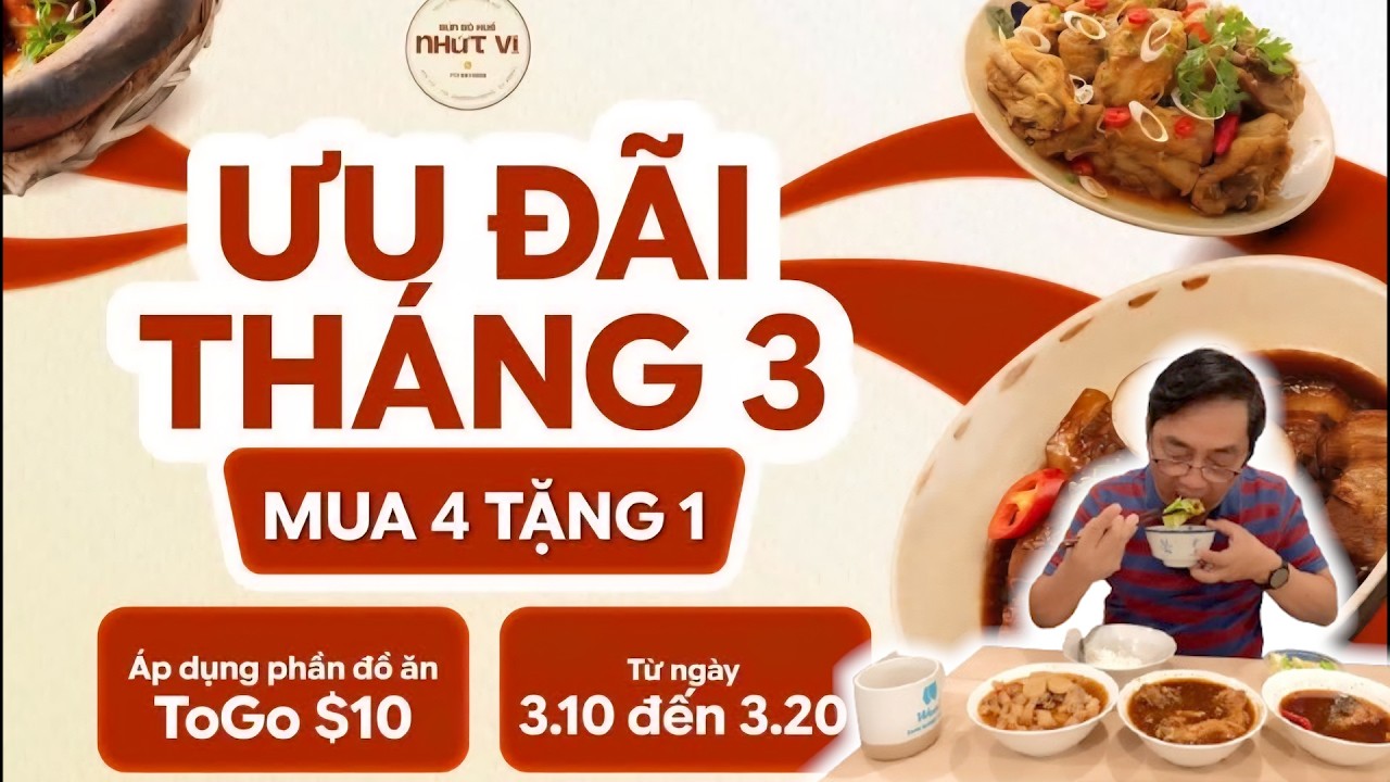 Ưu đãi tháng 3, Mua 4 phần thức ăn togo được tặng thêm 1 phần thức ăn togo cùng loại, Nhứt Vị