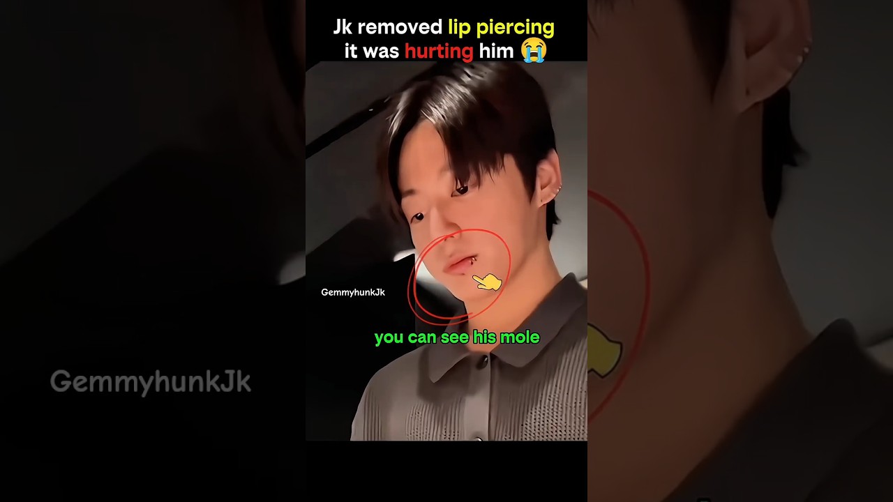 Jk removed under lip piercing because it was hurting him 🥺😭