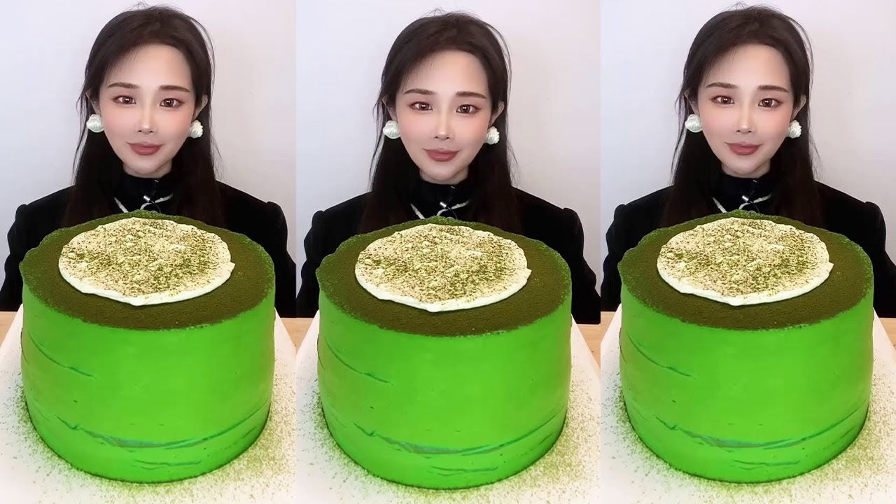 Asmr🍰Eating Matcha Colorful Cake🍰 (Soft And Waxy Sound) 크림丨먹방丨Mukbang丨Satisfying丨Eatingshow