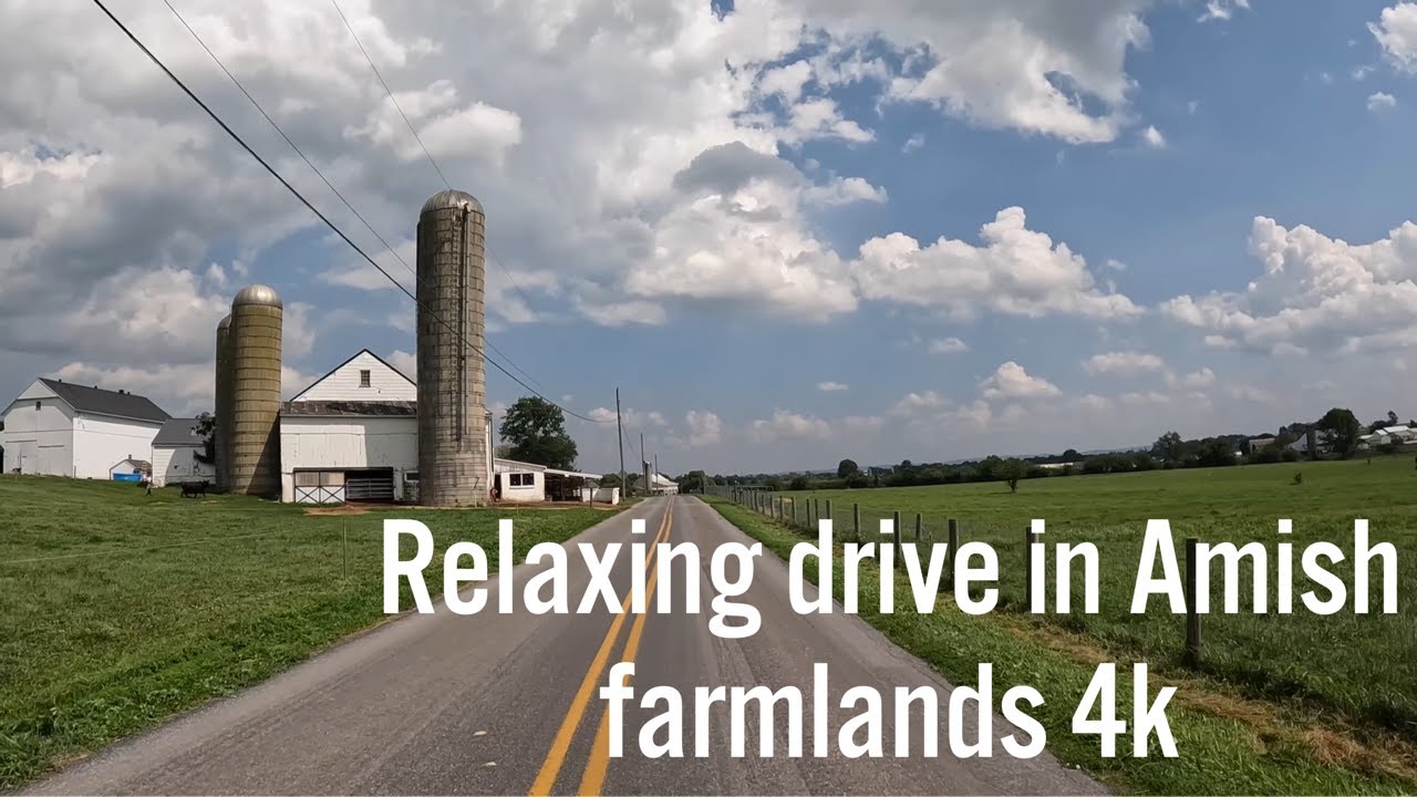 Relaxing drive in Amish farmlands - Lancaster, Pennsylvania 🇺🇸 (4k)