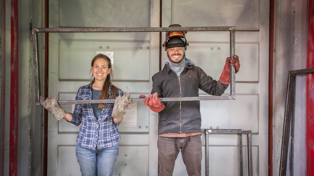 Shipping Container Aluminum Windows Installation in 5 steps - Part 1/2 - Ep 008