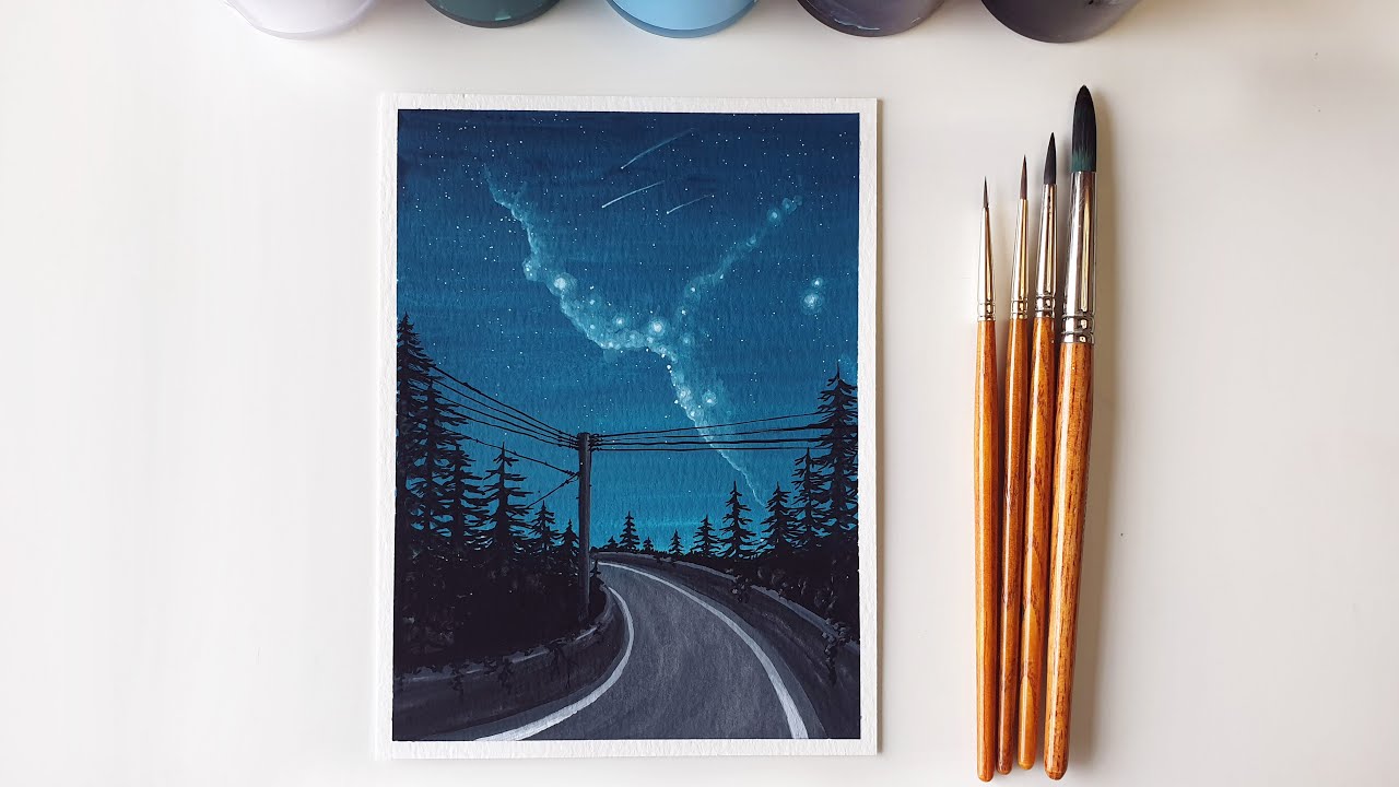 How to Paint a Simple Landscape with Poster Color
